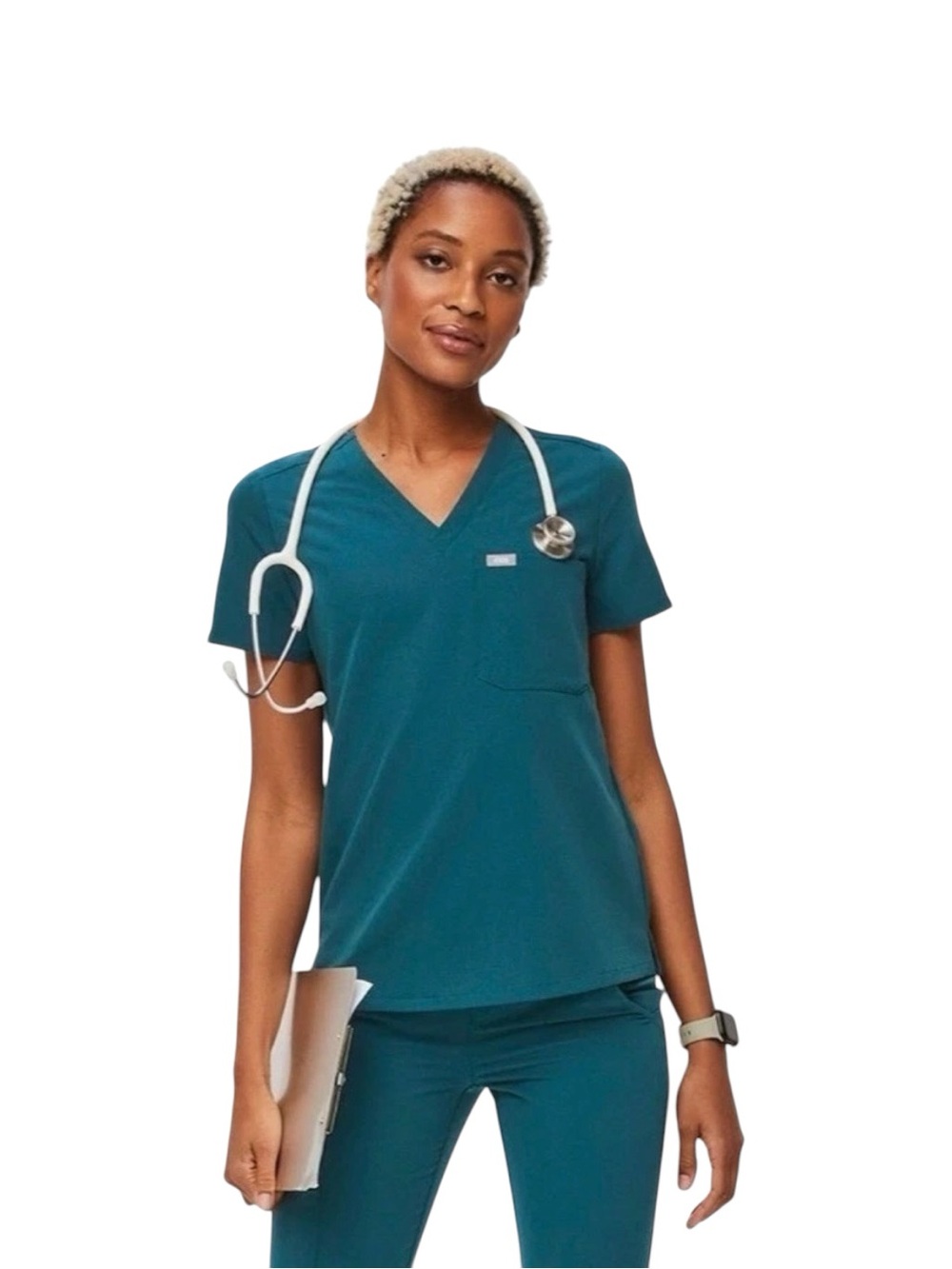 FIGS Catarina Scrub Top Women's XL Pacific Blue NWT
